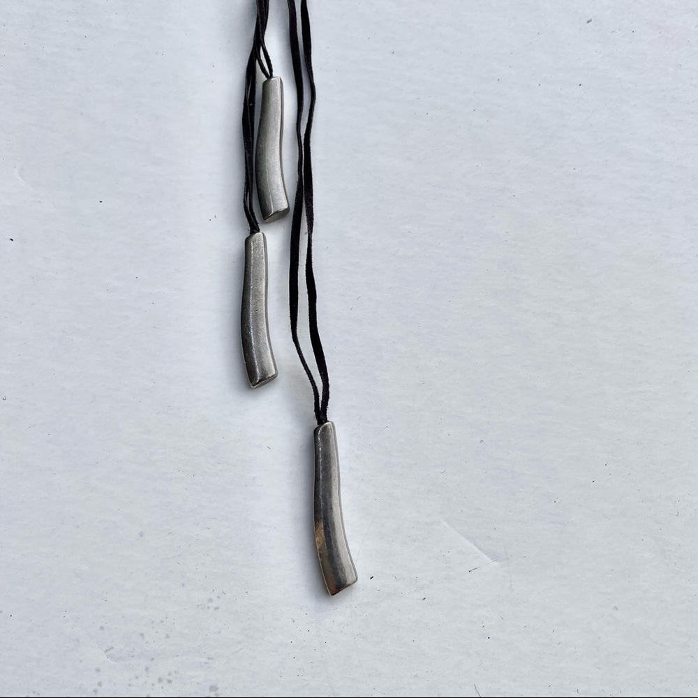 Express Black Strings Silver Necklace - image 4